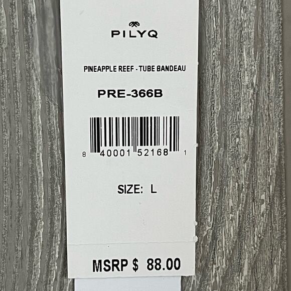 PILYQ Tube Bandeau Bikini‎ Top and Full Bikini Bottom in Pineapple Reef Terry L - Picture 9 of 16